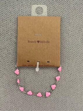 BNWT Brandy Melville Pink Hearts Bracelet